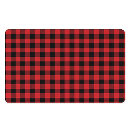 Red And Black Buffalo Check Print Polyester Doormat