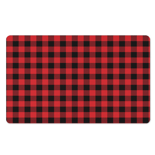 Red And Black Buffalo Check Print Polyester Doormat