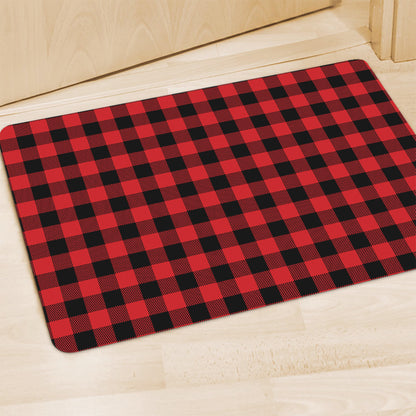 Red And Black Buffalo Check Print Polyester Doormat