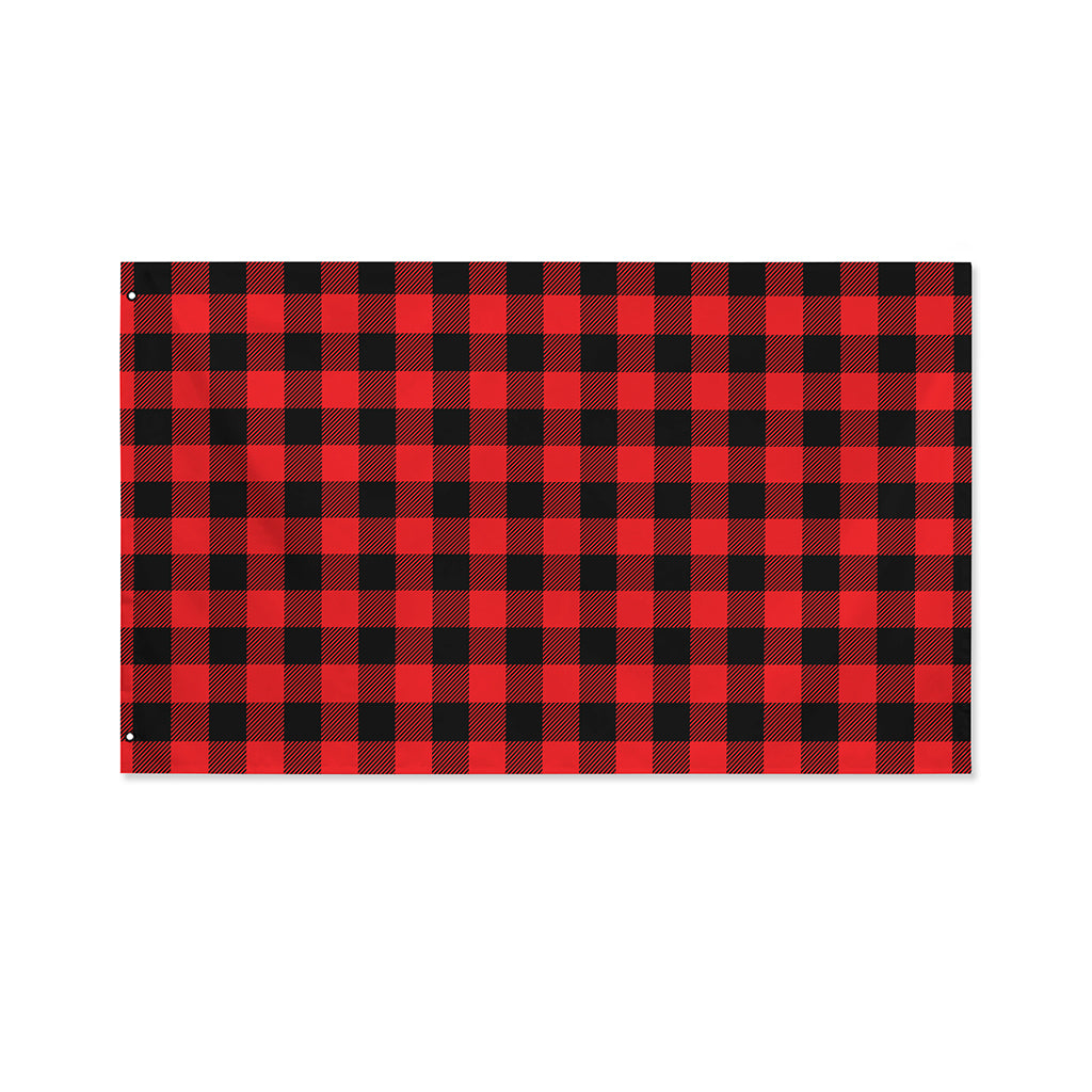 Red And Black Buffalo Check Print Polyester Flag