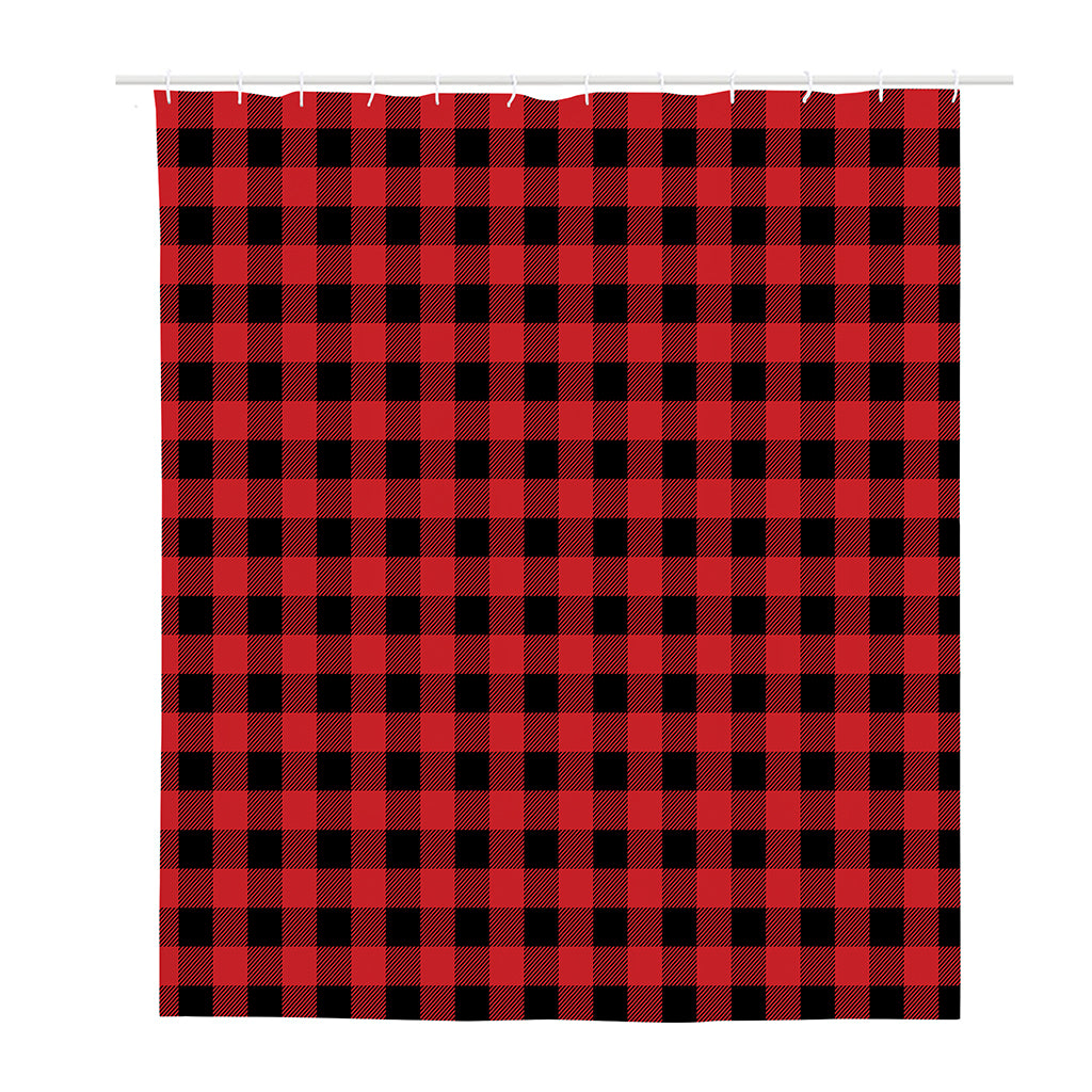 Red And Black Buffalo Check Print Polyester Shower Curtain