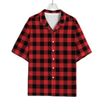 Red And Black Buffalo Check Print Rayon Hawaiian Shirt
