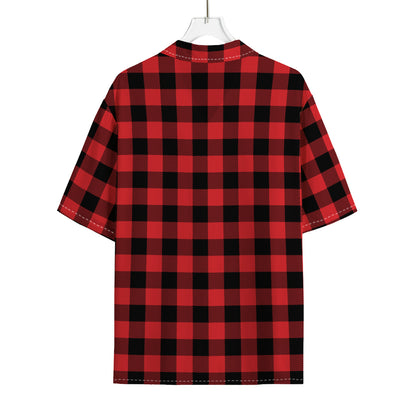 Red And Black Buffalo Check Print Rayon Hawaiian Shirt