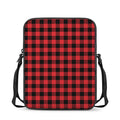 Red And Black Buffalo Check Print Rectangular Crossbody Bag