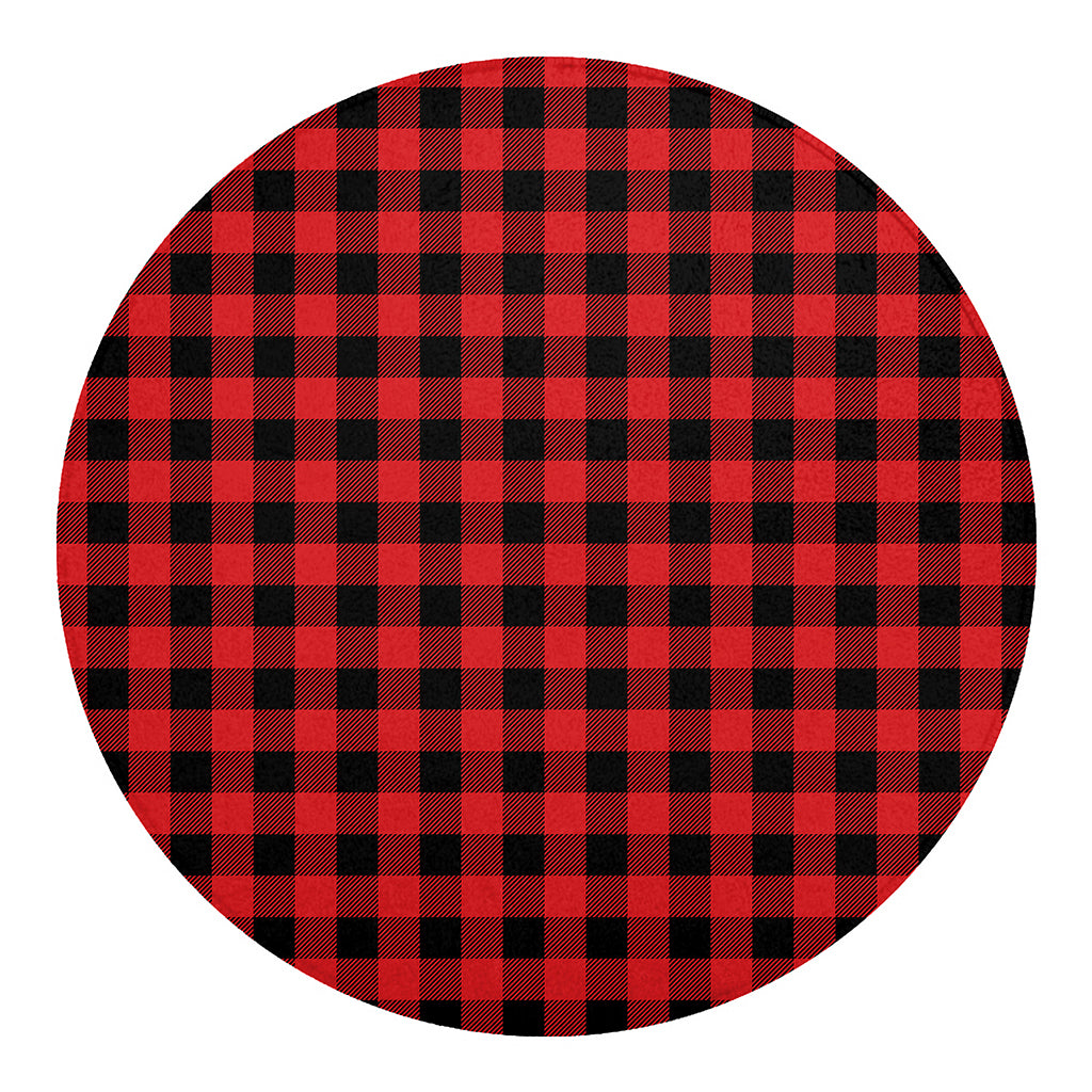 Red And Black Buffalo Check Print Round Blanket