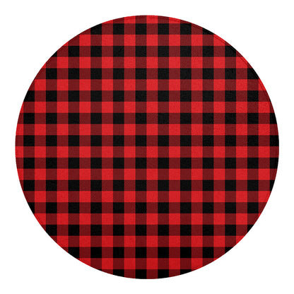 Red And Black Buffalo Check Print Round Blanket