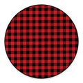 Red And Black Buffalo Check Print Round Floor Mat