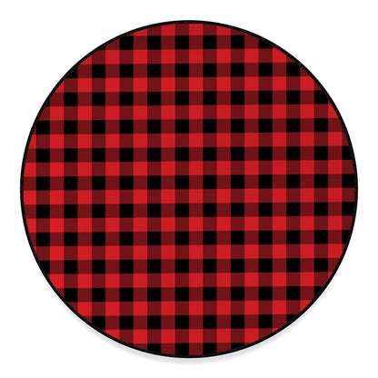 Red And Black Buffalo Check Print Round Floor Mat