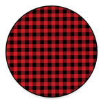 Red And Black Buffalo Check Print Round Floor Mat