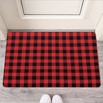 Red And Black Buffalo Check Print Rubber Doormat