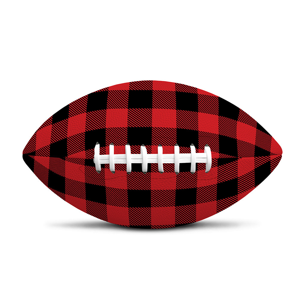 Red And Black Buffalo Check Print Rugby Ball