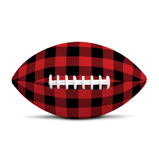 Red And Black Buffalo Check Print Rugby Ball