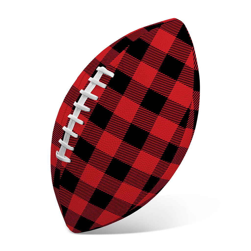 Red And Black Buffalo Check Print Rugby Ball
