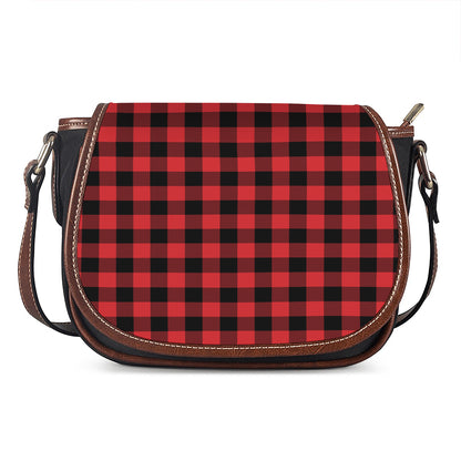 Red And Black Buffalo Check Print Saddle Bag