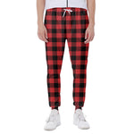 Red And Black Buffalo Check Print Scuba Joggers