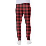 Red And Black Buffalo Check Print Scuba Joggers