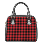 Red And Black Buffalo Check Print Shoulder Handbag