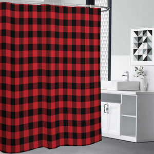 Red And Black Buffalo Check Print Shower Curtain