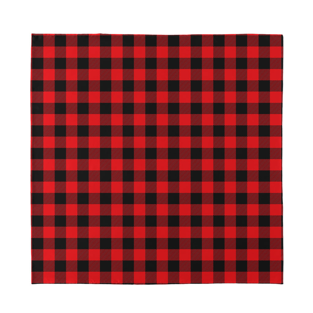 Red And Black Buffalo Check Print Silk Bandana