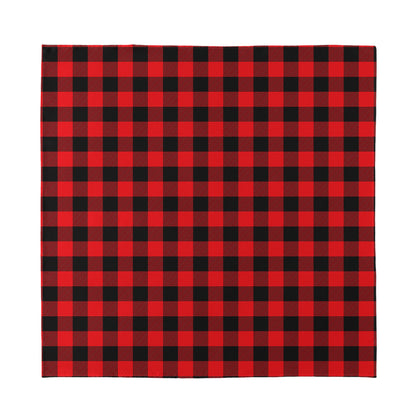 Red And Black Buffalo Check Print Silk Bandana