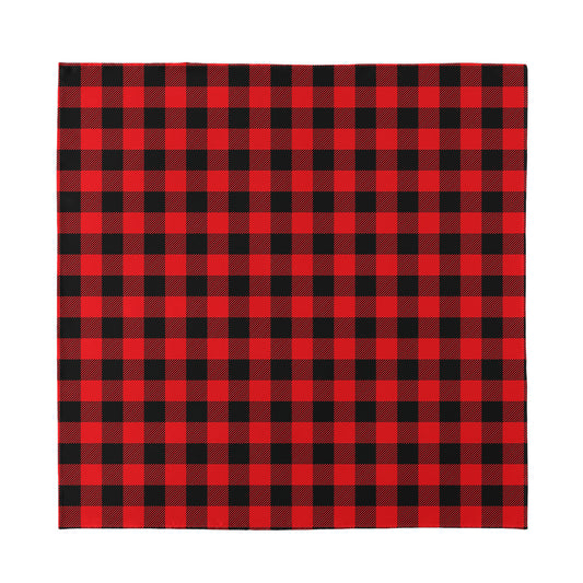 Red And Black Buffalo Check Print Silk Bandana