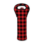 Red And Black Buffalo Check Print Single Neoprene Wine Tote