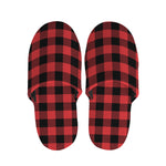Red And Black Buffalo Check Print Slippers