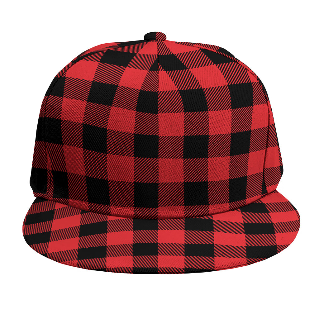 Red And Black Buffalo Check Print Snapback Cap