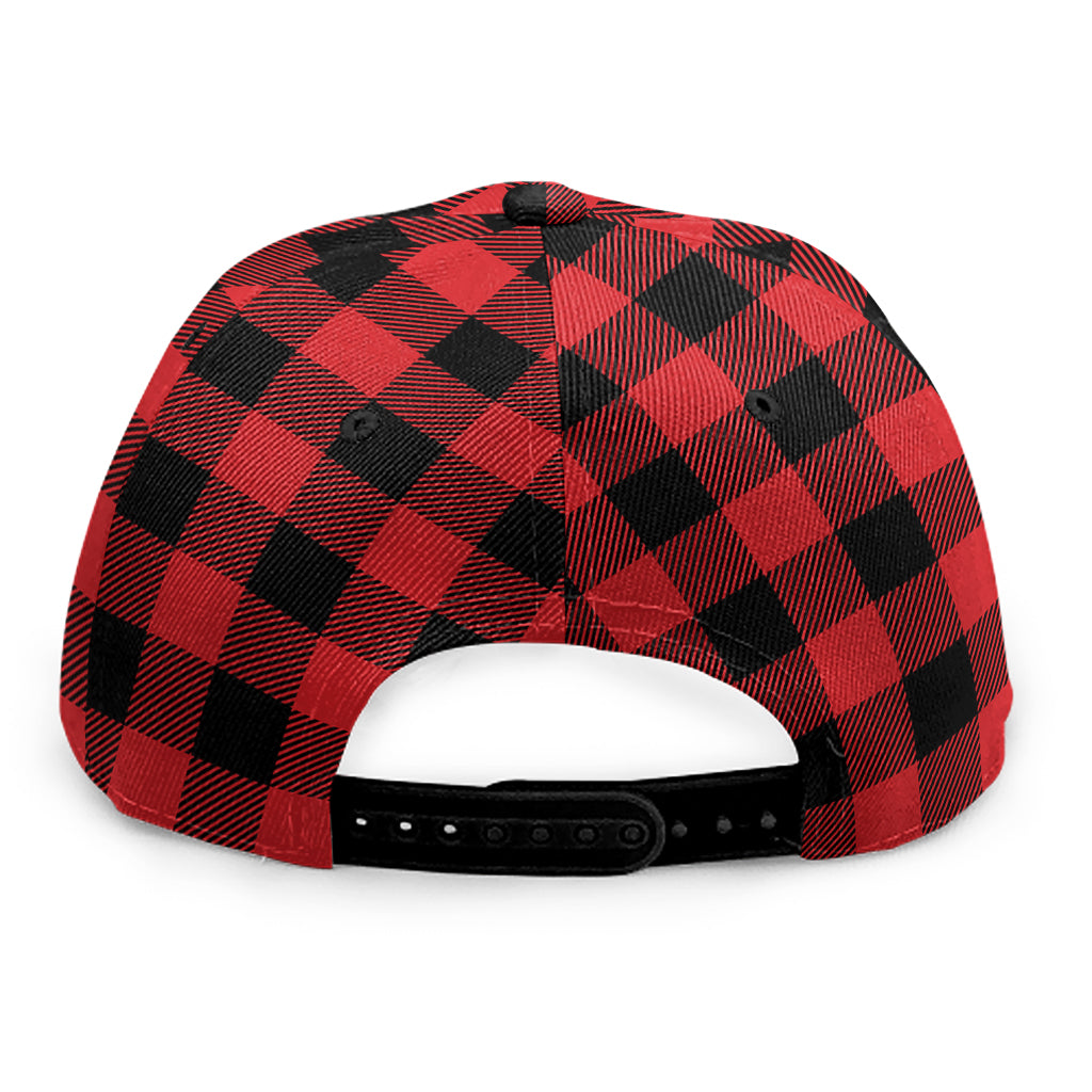 Red And Black Buffalo Check Print Snapback Cap