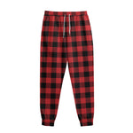 Red And Black Buffalo Check Print Sweatpants