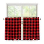 Red And Black Buffalo Check Print Tier Curtains