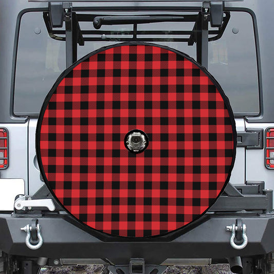Red And Black Buffalo Check Print Tire Cover With Camera Hole