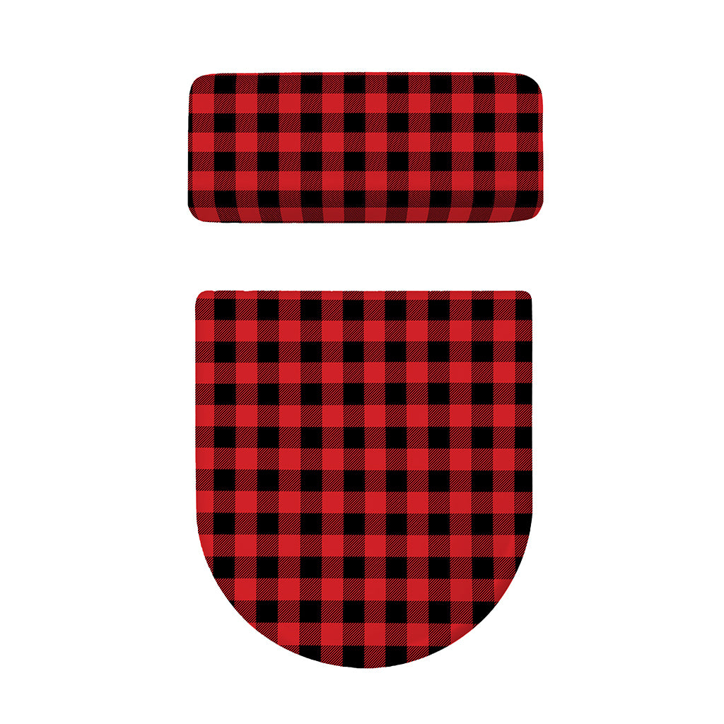 Red And Black Buffalo Check Print Toilet Lid And Tank Cover Set
