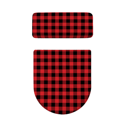 Red And Black Buffalo Check Print Toilet Lid And Tank Cover Set