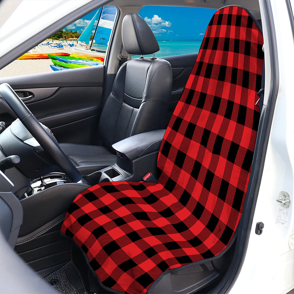 Red And Black Buffalo Check Print Waterproof Car Seat Cover