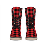 Red And Black Buffalo Check Print Winter Boots