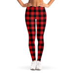 Red And Black Buffalo Check Print Women's Leggings