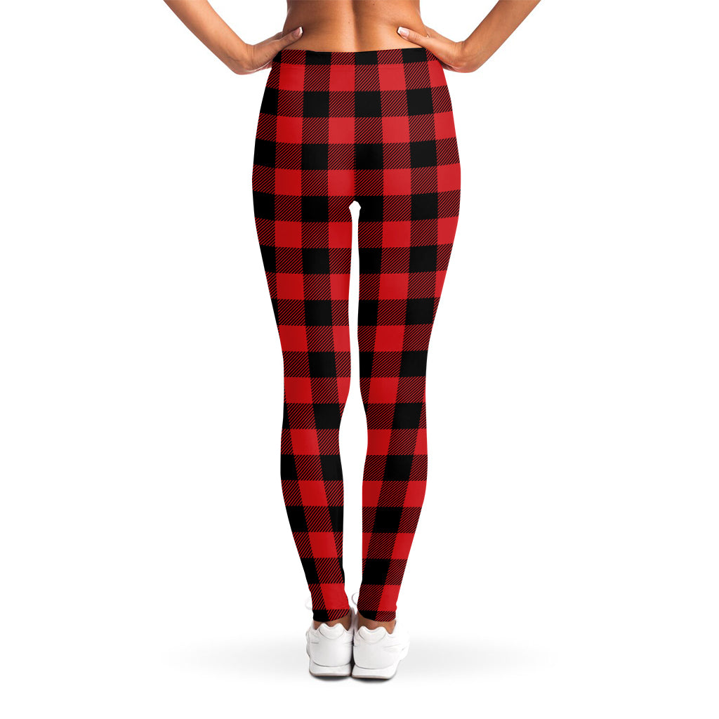 Red And Black Buffalo Check Print Women's Leggings