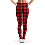 Red And Black Buffalo Check Print Women's Leggings