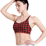 Red And Black Buffalo Check Print Women's Sports Bra
