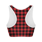 Red And Black Buffalo Check Print Women's Sports Bra