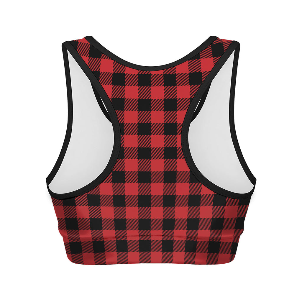 Red And Black Buffalo Check Print Women's Sports Bra