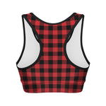Red And Black Buffalo Check Print Women's Sports Bra