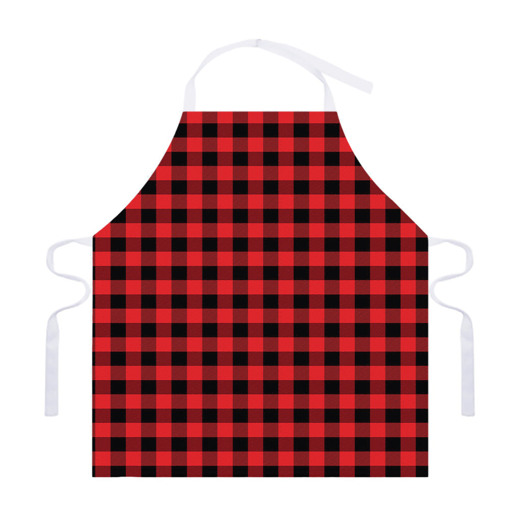 Red And Black Buffalo Plaid Print Adjustable Apron
