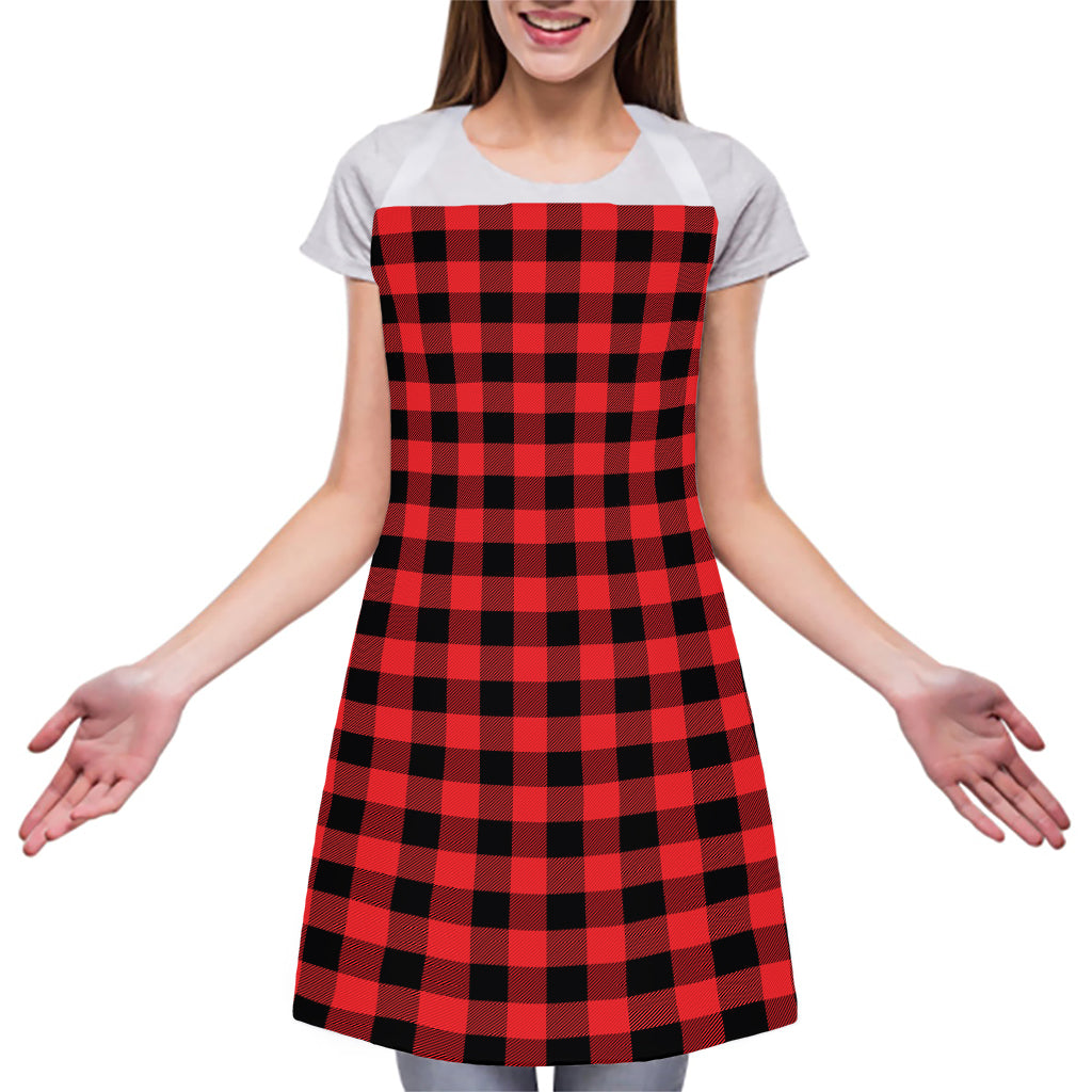 Red And Black Buffalo Plaid Print Adjustable Apron