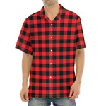 Red And Black Buffalo Plaid Print Aloha Shirt