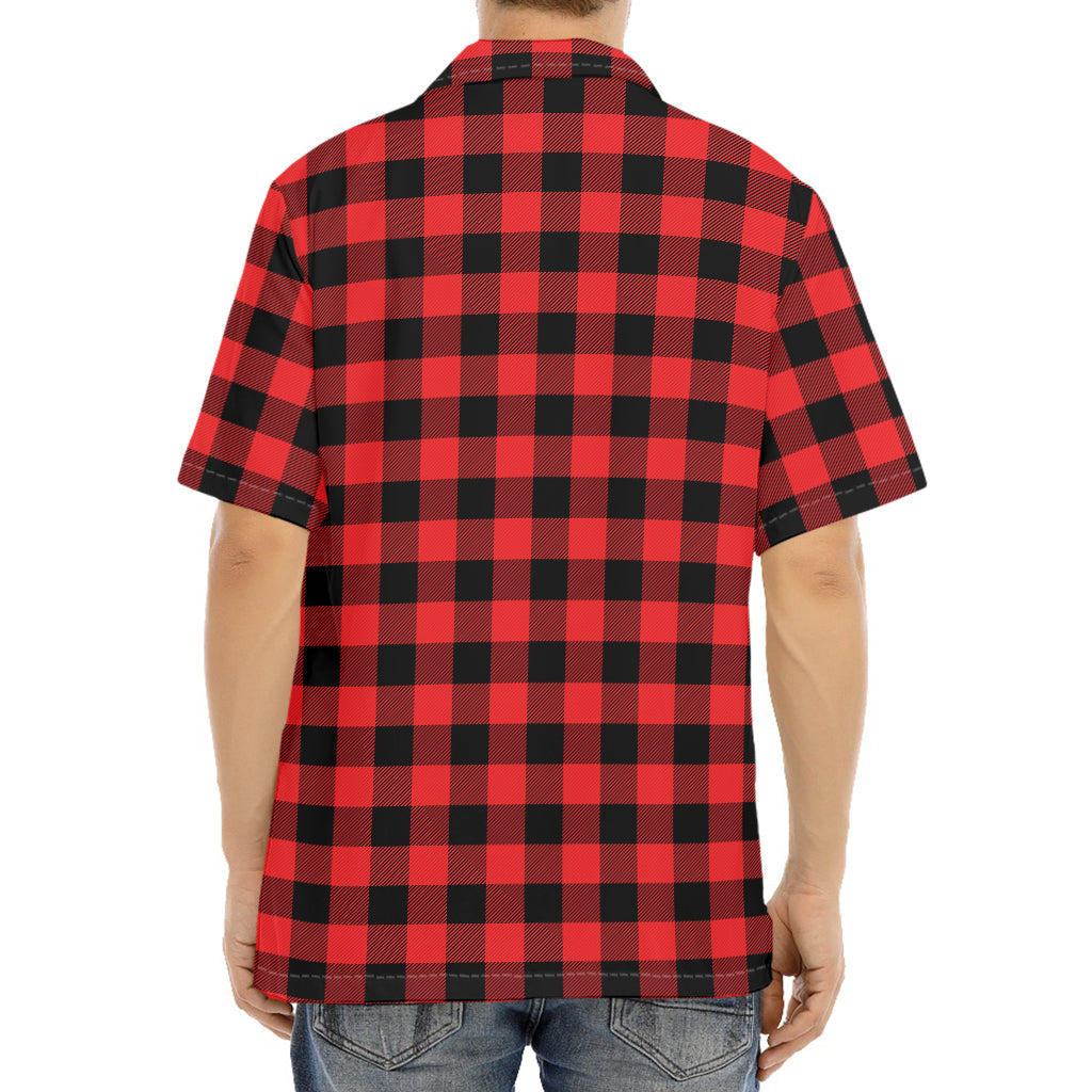 Red And Black Buffalo Plaid Print Aloha Shirt