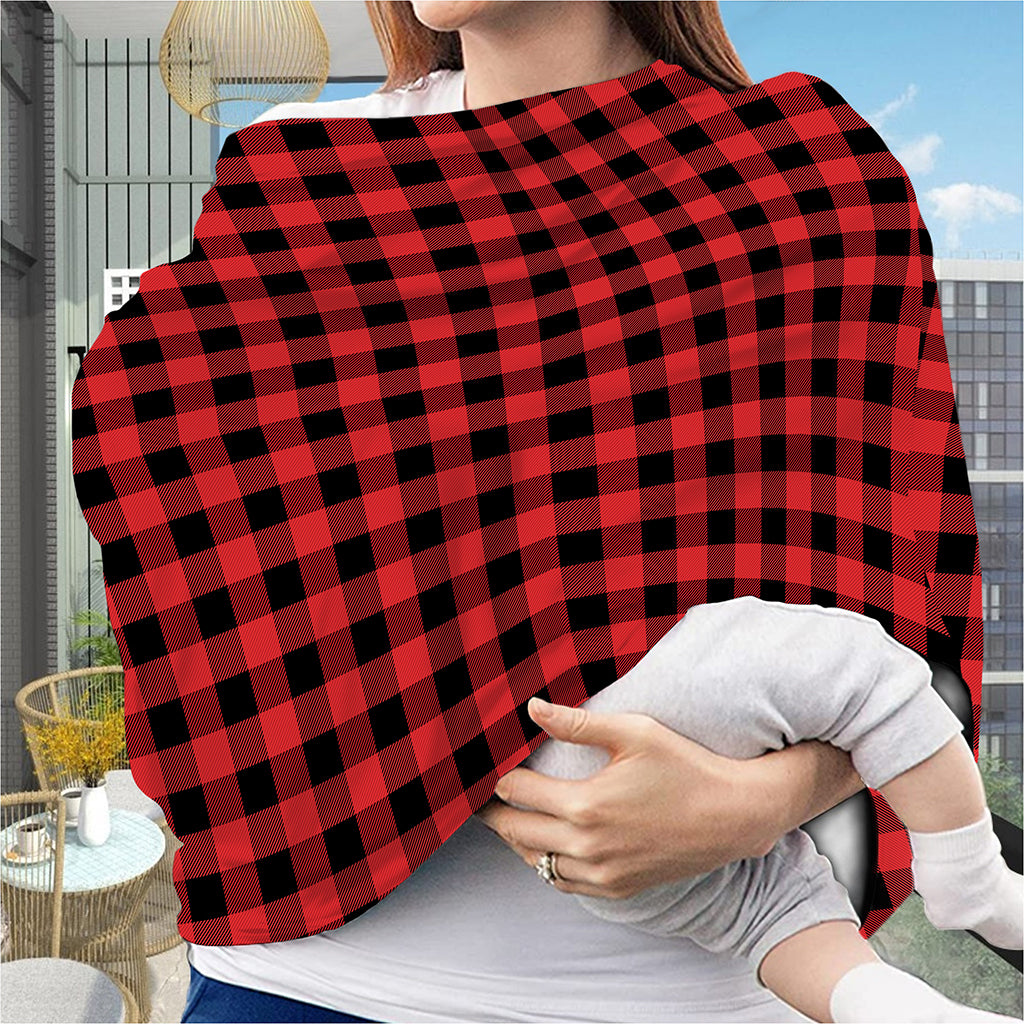 Red And Black Buffalo Plaid Print Baby Seat Cover
