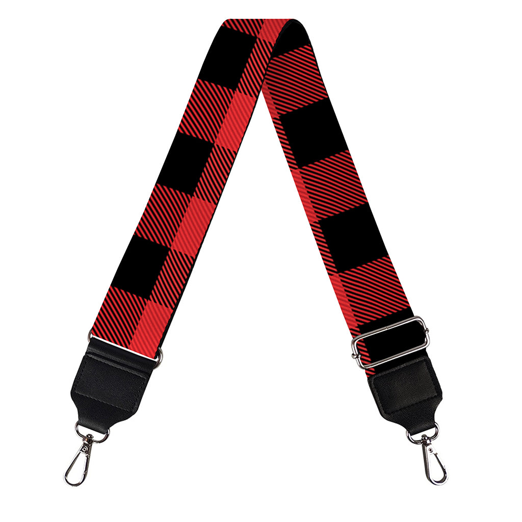 Red And Black Buffalo Plaid Print Bag Strap
