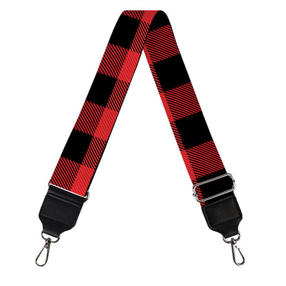 Red And Black Buffalo Plaid Print Bag Strap